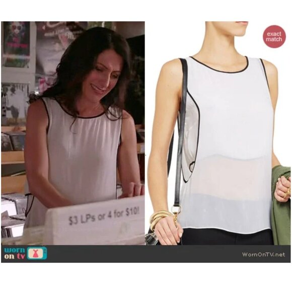 Helmut Lang Double Layered Chiffon Tank White Black Longline Minimalist size S - Picture 9 of 15